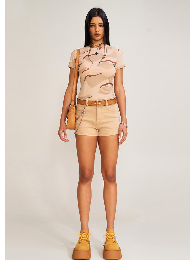 Compass Dancer Denim Flat Shorts Sand
