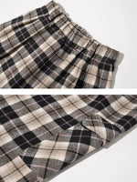 Contrast Plaid Wide-Leg Pants