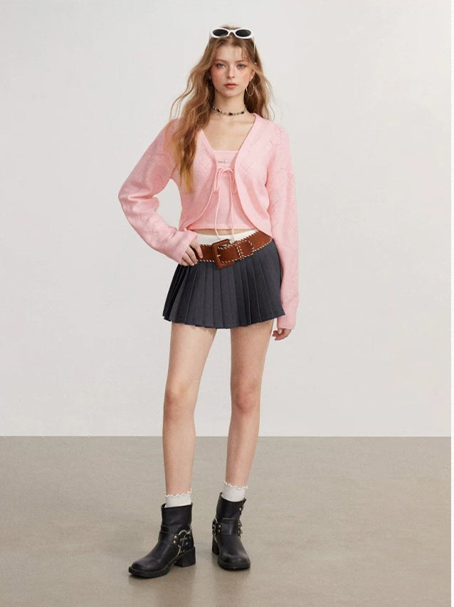 Bow Camisole Cardigan Set