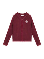 Blue & Red Embroidered Knit Hoodie