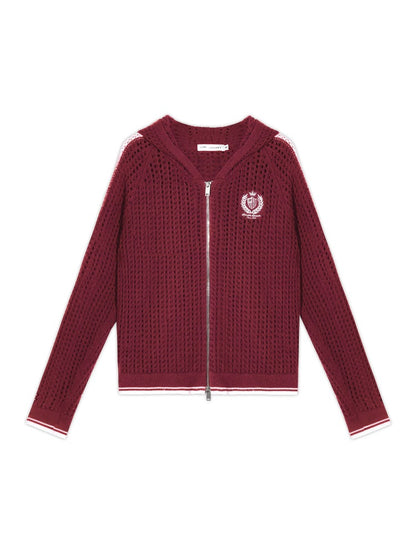 Blue &amp; Red Embroidered Knit Hoodie