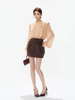 Pearl Chiffon Lantern Sleeve Blouse