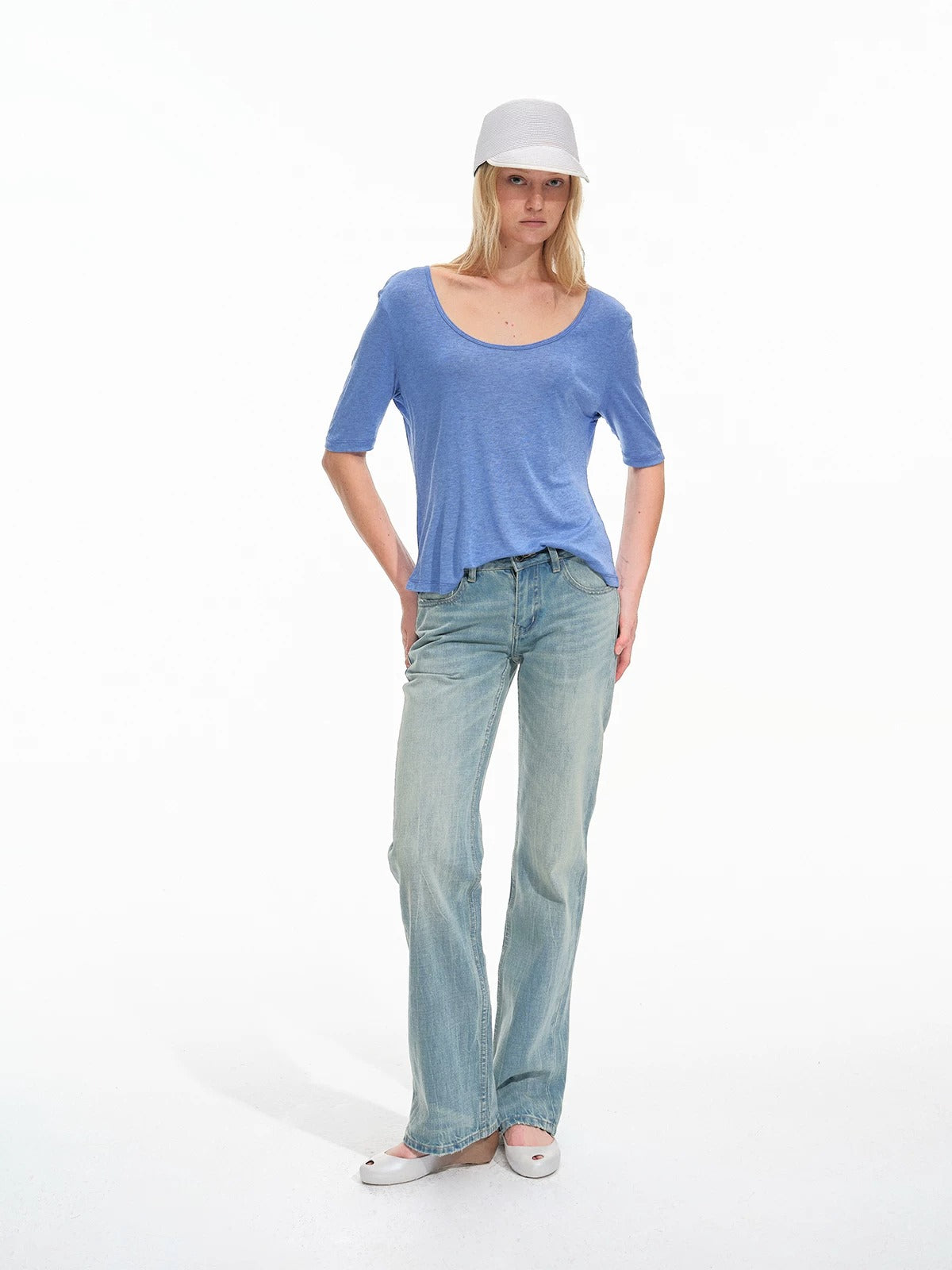 Lyocell Wool U Neck Top