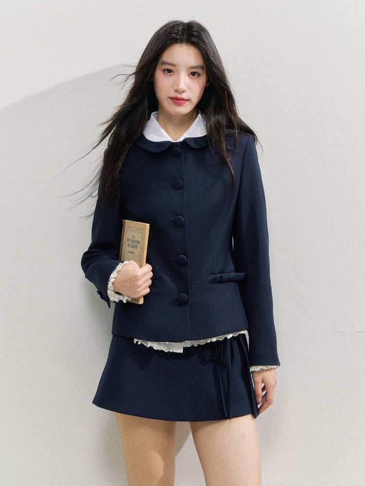 Navy Blue College-style Suit