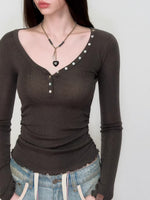 V-Neck Waist Knit Top