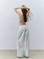 Beige Drawstring Straight Pants