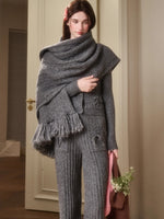 Celestial Wool Cable-Knit Shawl Scarf