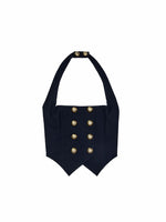 Napoleon Double-Breasted Halter Knit Top