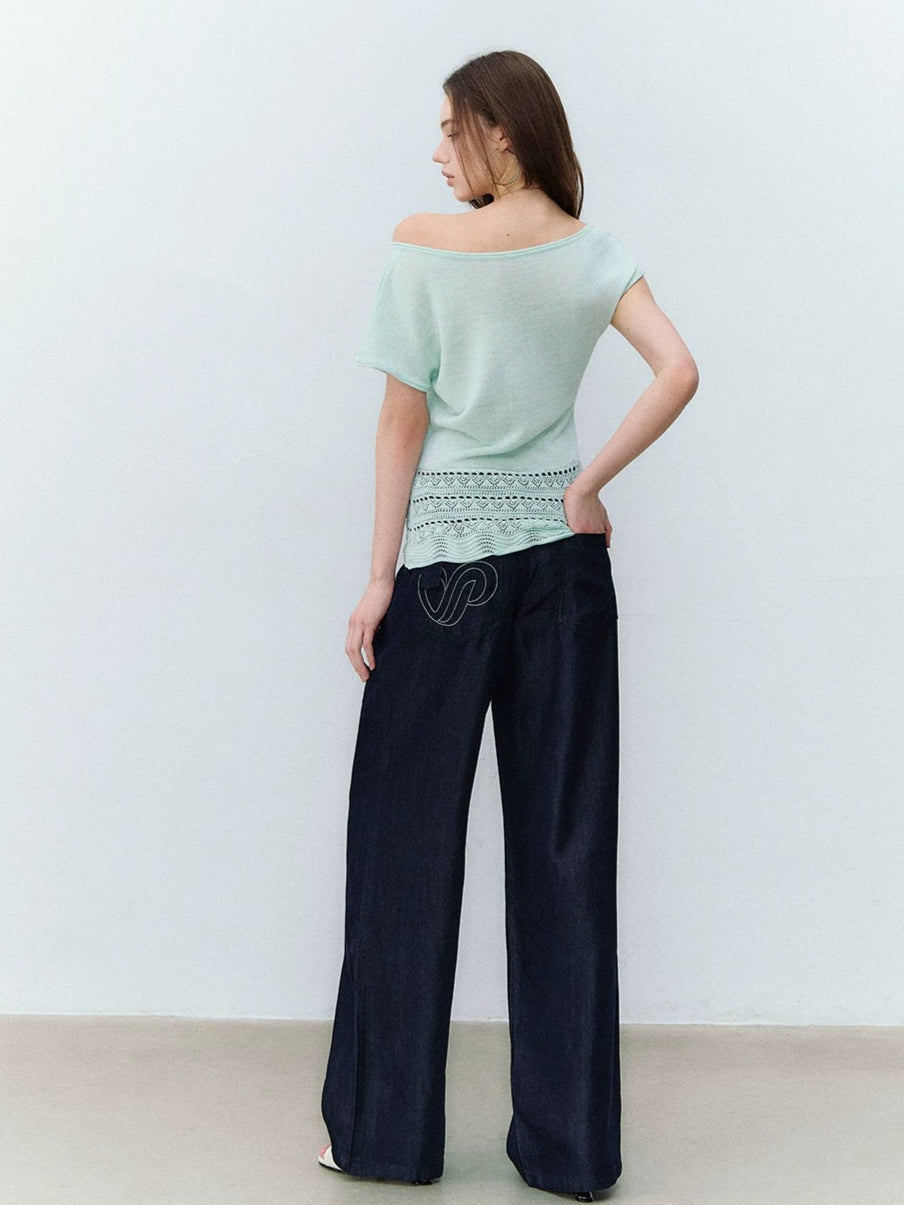Asymmetry Linen Knit Tee