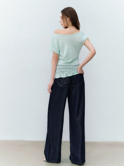 Asymmetry Linen Knit Tee