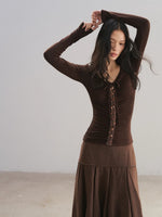 V-Neck Drawstring Sequin Top