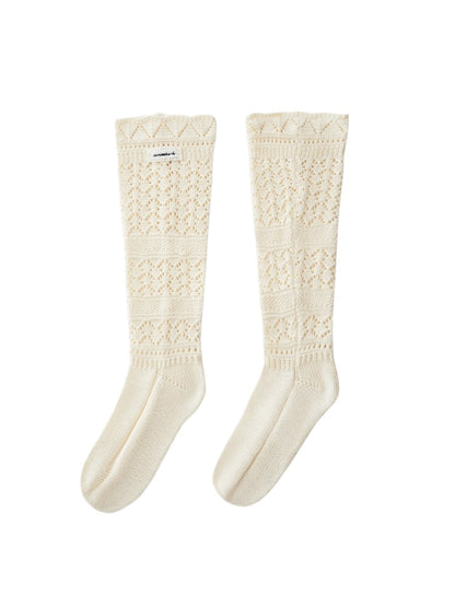 Wool Blend Crochet Mid-Calf Socks