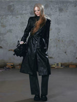 Asymmetric Knight Leather Trench Coat