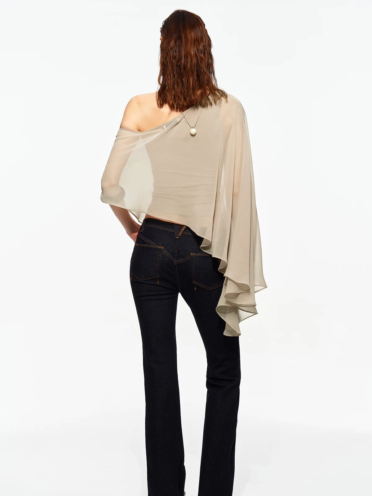 Asymmetric Chiffon Cape Top