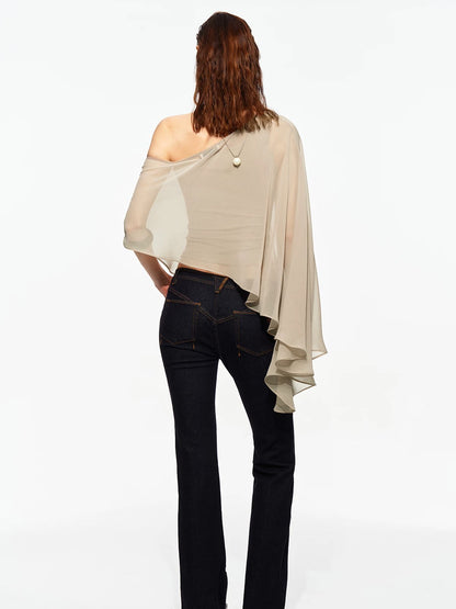 Asymmetric Chiffon Cape Top