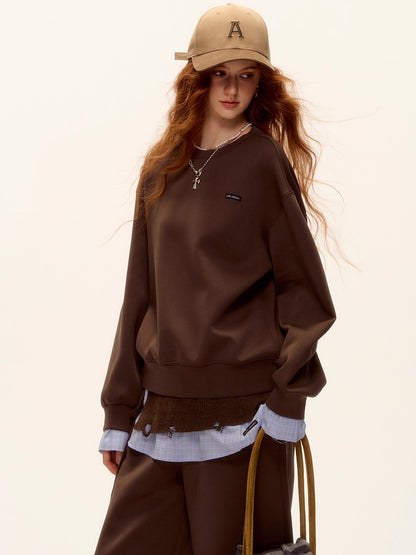 Plaid Trim Sweatshirt Set