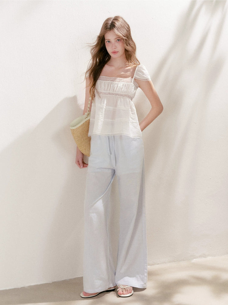 Drawstring Wide Leg Pants