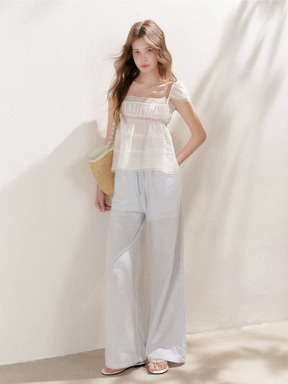 Drawstring Wide Leg Pants