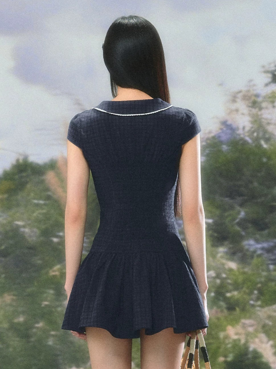 Plaid Collar A-Line Dress