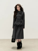 Vintage Double-Breasted Jacket & Midi Skirt Set