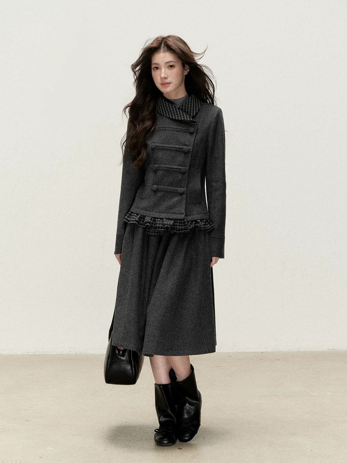 Vintage Double-Breasted Jacket &amp; Midi Skirt Set