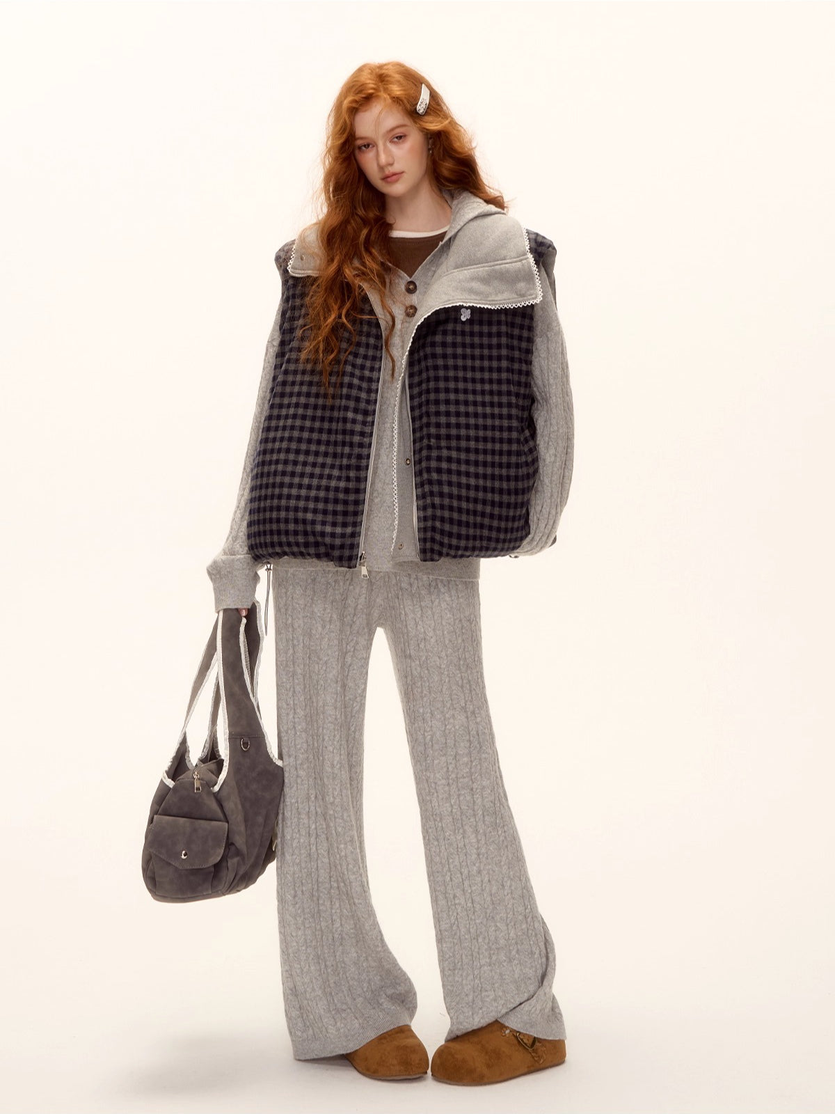 Reversible Check Lace Vest