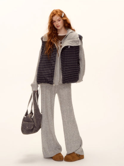 Reversible Check Lace Vest