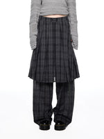 Plaid Pleated Layered Pants