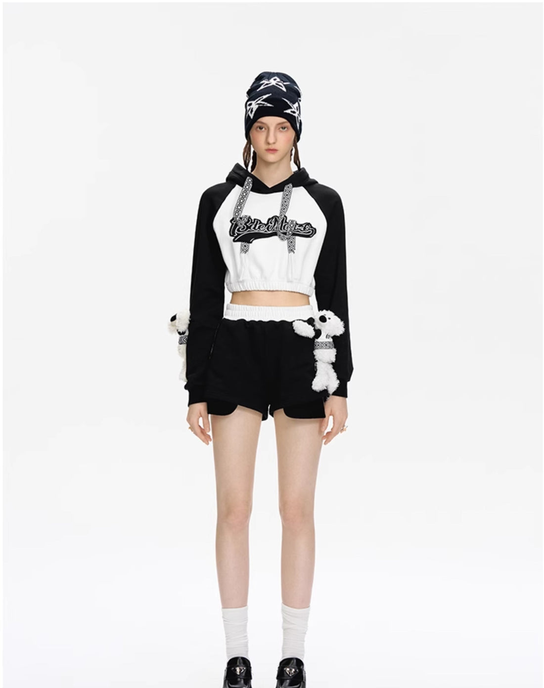 String Baseball Logo Short Hoodie