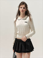 Floral Openwork Peter Pan Sweater