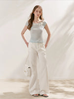 Lace-Collar Knit T-Shirt