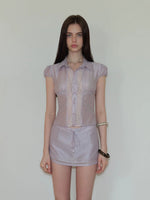Acetate Sheer Shirt & Skirt Set