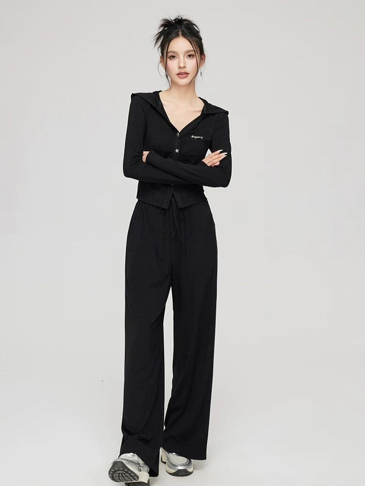 Pleated Knit Cropped Top &amp; Pants Set