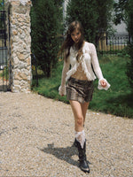 Double-Button Plaid Skort