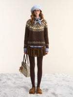 Fair Isle Jacquard Crewneck Knit Sweater