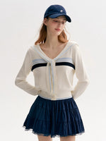 Beige Sailor Cardigan Set