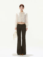 Metal Button Flare Pants