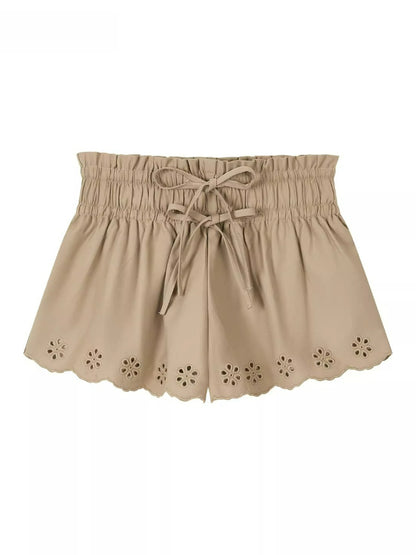 Double-Waist Embroidered Shorts