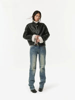 Contrast Faux Shearling Biker Jacket