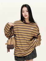 Retro Striped Relaxed Cotton T-Shirt