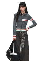 Color Block Striped Hooded Knitted T-shirt
