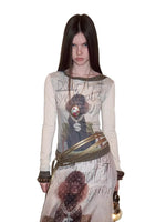 Off-Shoulder Layered Print Tee