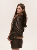 Asymmetric Fur-Trimmed Faux Leather Jacket