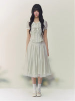 Lace Trim Blouse & Skirt Set