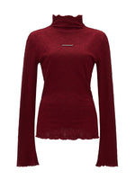 Mock Neck Lettuce-Edge Top