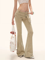 Vintage Multi-Belt Flared Denim Pants