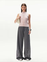 Gelain Rhinestone Asymmetric Waist Pants