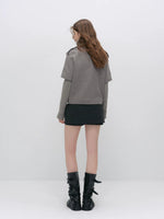 Faux-layered Cape Knit Jacket
