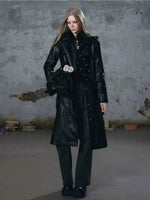 Asymmetric Knight Leather Trench Coat