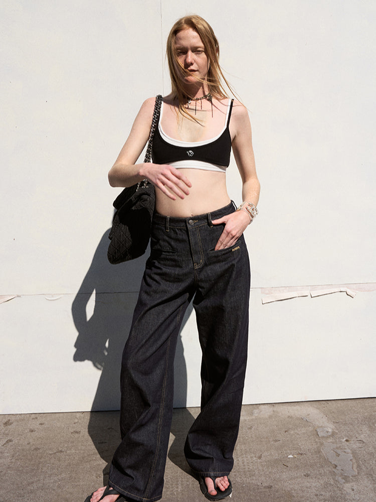 Loose Straight-Leg Denim Pants